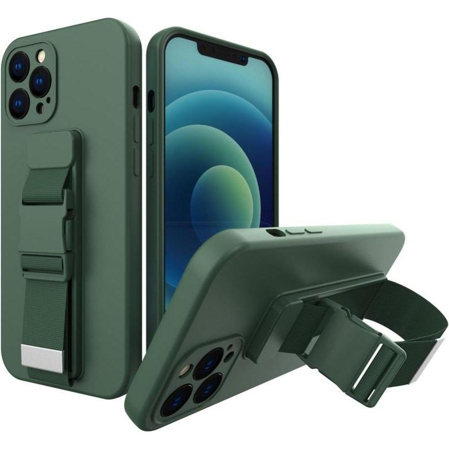 Bild von Hurtel Rope case Gel Lanyard with Chain Purse Lanyard Samsung Galaxy A42 5G dark green (Samsung Galaxy A42 5G), Smartphone Hülle, Grün