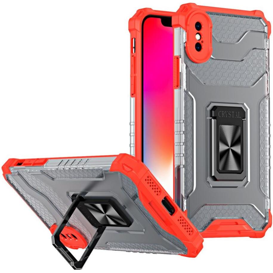 Bild von Hurtel Crystal Ring Case Kickstand Tough Rugged Cover for iPhone XS Max red (Apple iPhone XS Max), Smartphone Hülle, Rot