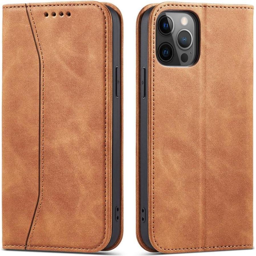 Bild von Hurtel Magnet Fancy Case Case for iPhone 12 Pro Max Pouch Wallet Card Holder Brown (Apple iPhone 12 Pro Max), Smartphone Hülle, Braun