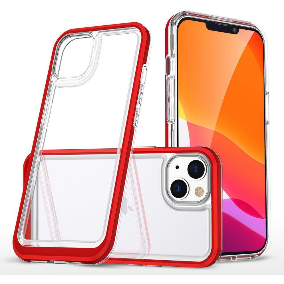 Bild von Hurtel Clear 3in1 case for iPhone 14 silicone cover with frame red (Apple iPhone 14), Smartphone Hülle, Rot