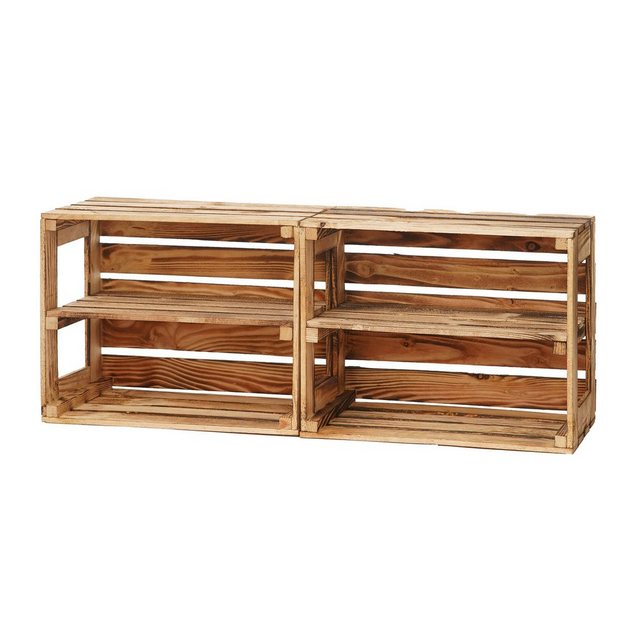 Bild von GrandBox Dekokiste Holz Kiste 50x40x30 cm geflammt Vintage (2er Set)