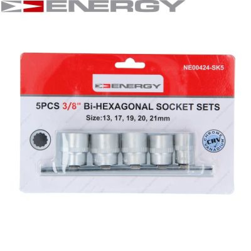 Bild von ENERGY NE00424-SK5 Steckschlüsseleinsatz-Set Chrom-Vanadium-Stahl Zwölfkant 3/8 5