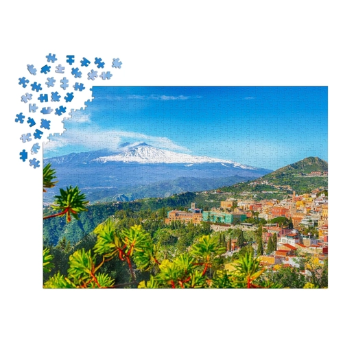 Bild von 1000 Teile Puzzle Etna Vulkan und Taormina, Sizilien