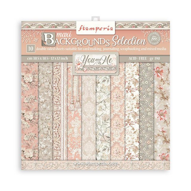 Bild von Stamperia Motivpapier You and Me Backgrounds, 10 Bogen