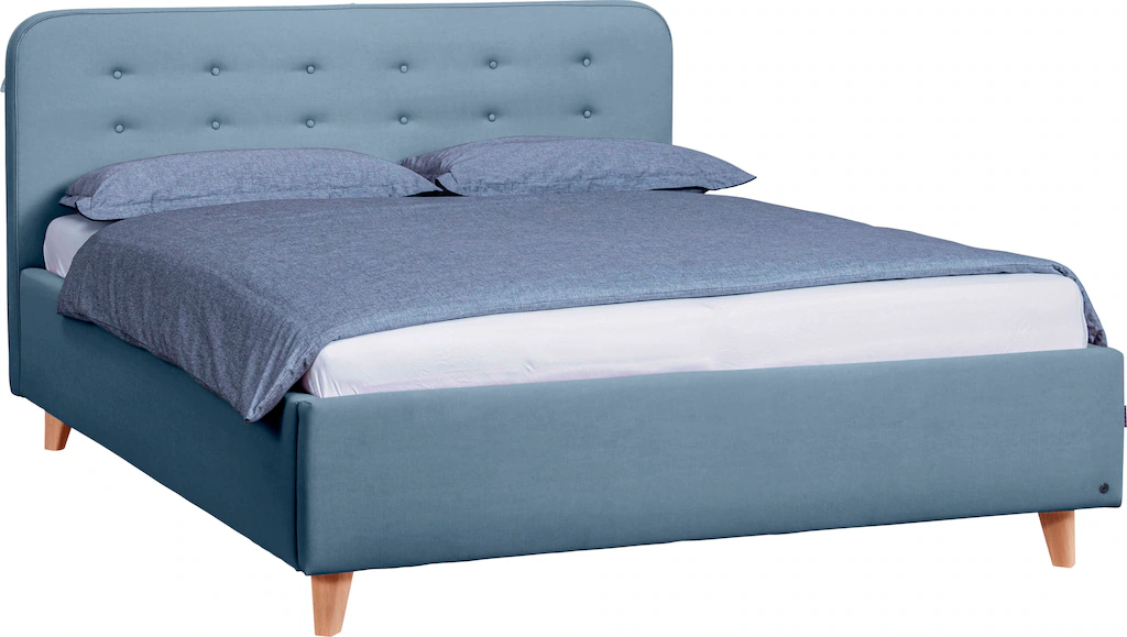 Bild von TOM TAILOR HOME Polsterbett "NORDIC BED", mit Knopfheftung im Kopfteil, Füße Buche natur