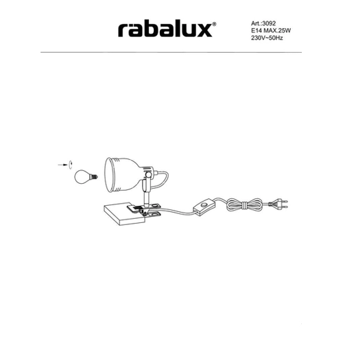 Bild von Rabalux 3092 Klemmleuchte FLINT – Metall schwarz E14