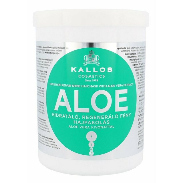 Bild von Kallos Cosmetics Haarmaske Kallos Cosmetics Haarmaske - Aloe (1000 ml), Packung, Haarmaske für geschädigtes, trockenes, brüchiges Haar