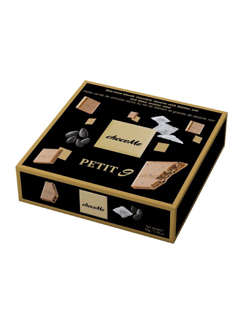 Bild von ChocoMe Petit 9 blonde Schokolade mit Salz und schwarzem Sesam