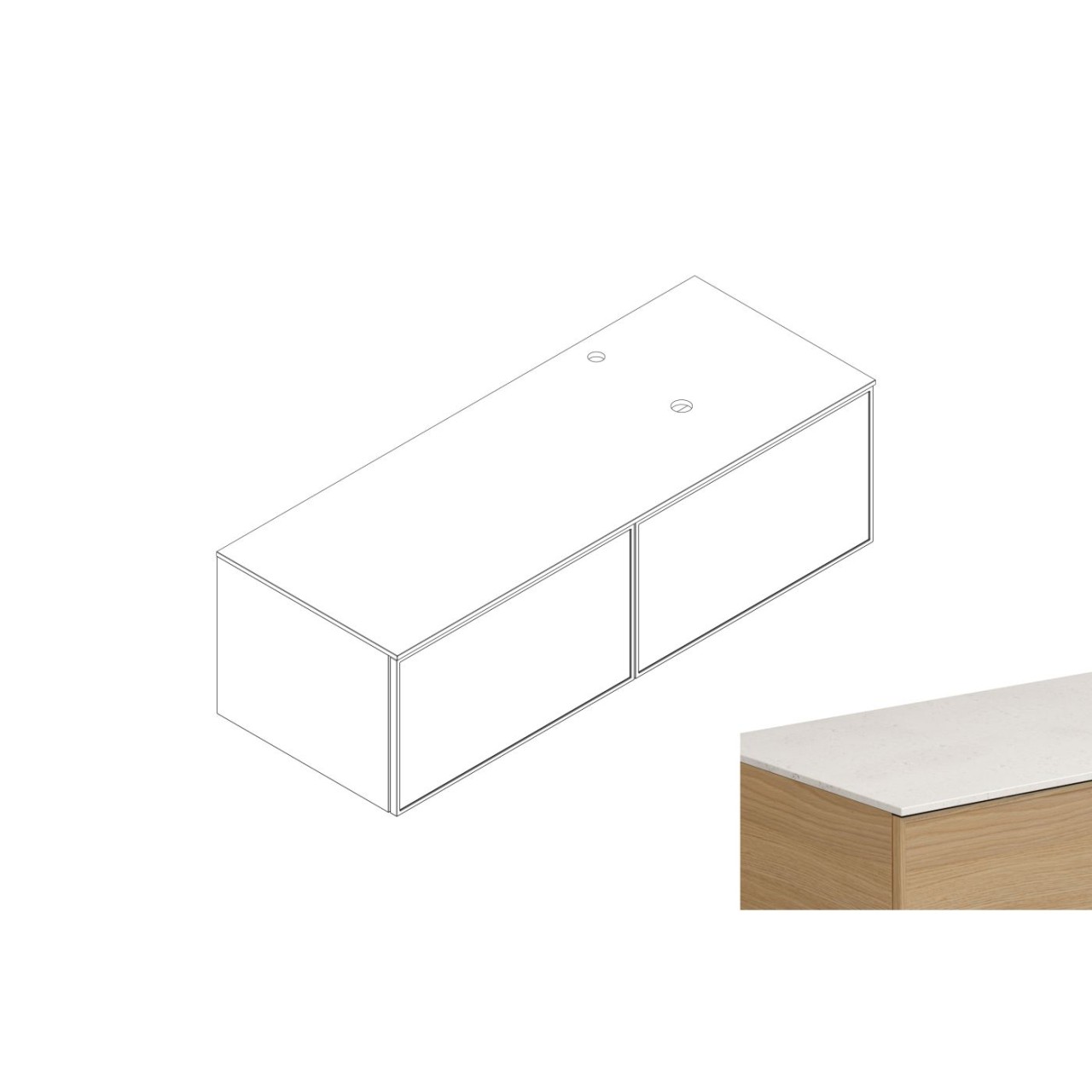 Bild von Alape Möbelmodul Arkta 6018147 1400x400 Carrara/Eiche 6018147255