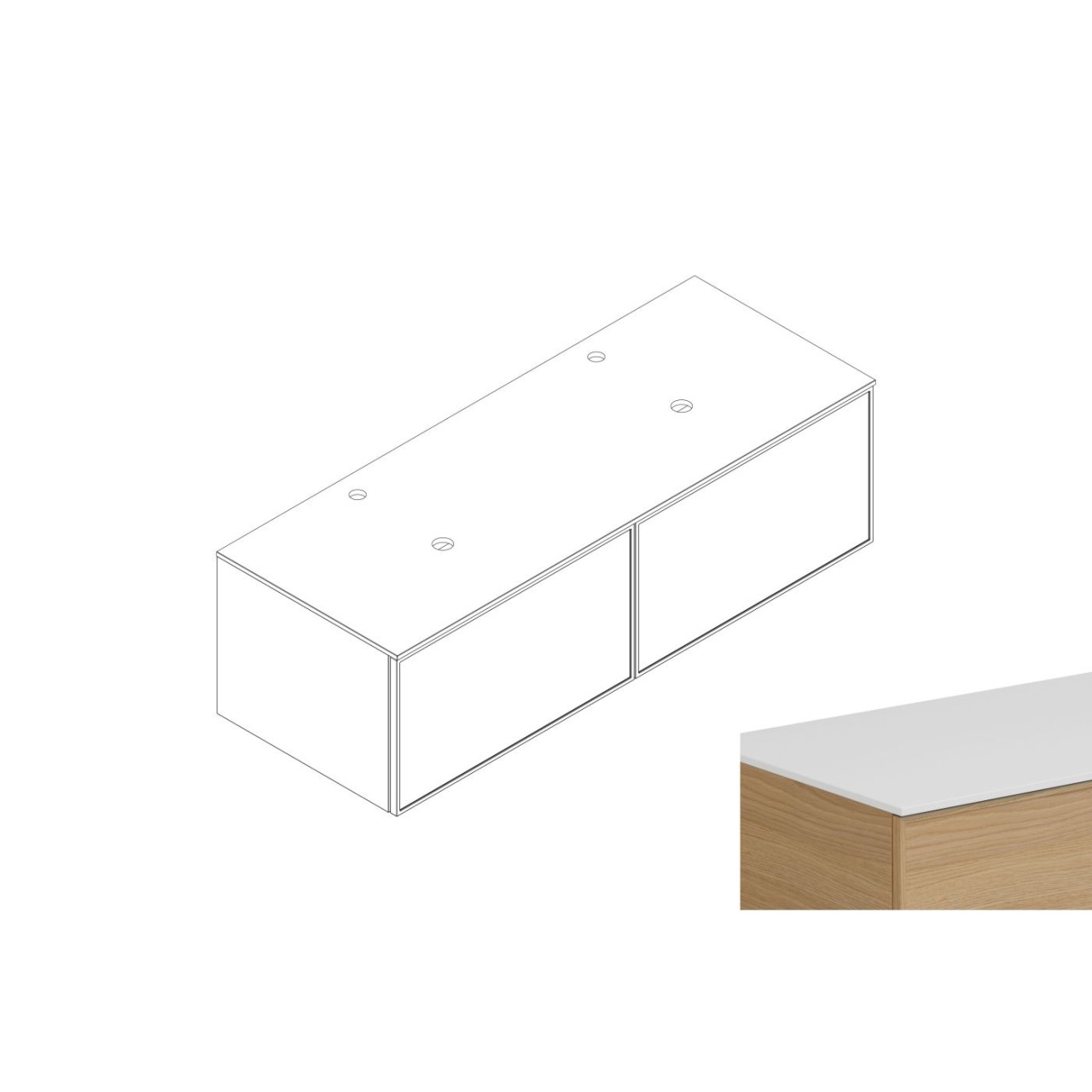 Bild von Alape Möbelmodul Arkta 6018167 1400x400 Weiß/Eiche 6018167155