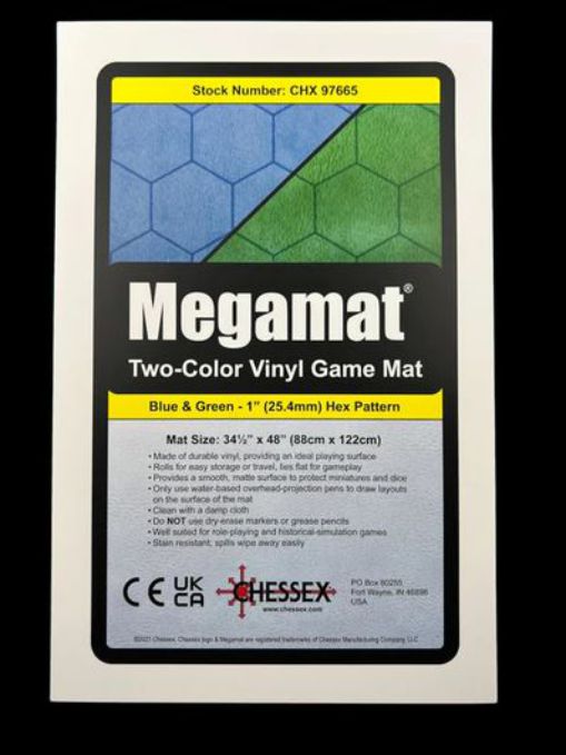 Bild von Chessex Reversible Megamat Blue-Green 1” 2,54cm Hexes 34½" 88cm × 48" 122cm