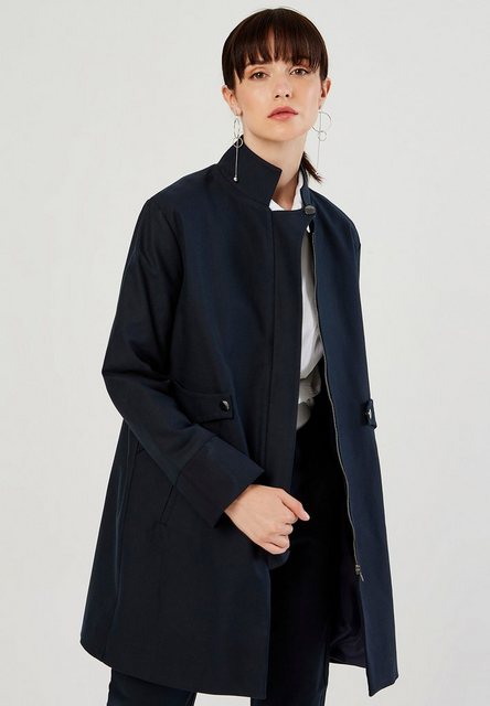 Bild von Just Like You Trenchcoat Marineblauer Bandkragen Trenchcoat mit Reißverschluss