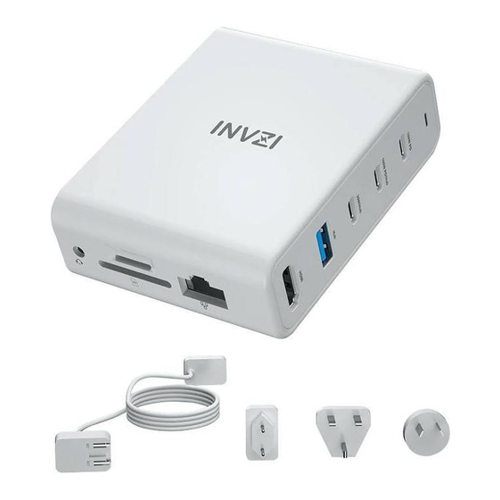 Bild von Invzi Docking Station / Wall Charger GanHub 100W, 9in1 (Weiß)