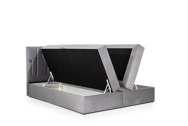 Bild von Fun Möbel Boxbett Schlafzimmerbett CORTEZ in Stoff Beige (inkl. Bettkasten, 1-St., inkl. Kaltschaumtopper)