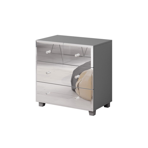 Bild von Kommode SHINE Schubladenkommode Grau-Spiegel 72x75 cm