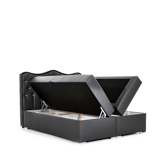 Bild von Fun Möbel Boxbett Schlafzimmerbett SAHAN in Kunstleder Anthrazit (inkl. Bettkasten, 1-St., inkl. Kaltschaumtopper)