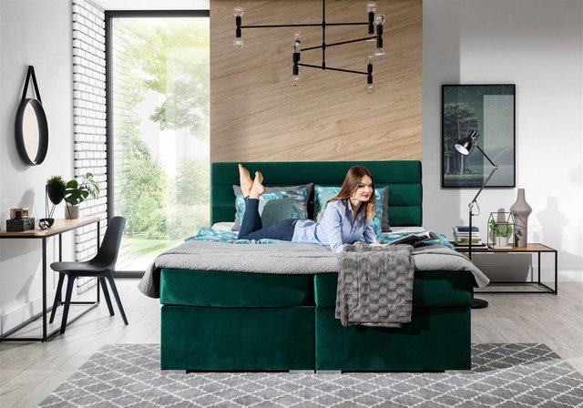 Bild von Fun Möbel Boxbett Schlafzimmerbett FESTO in Stoff inkl. Bettkästen (inkl. Kaltschaumtopper)