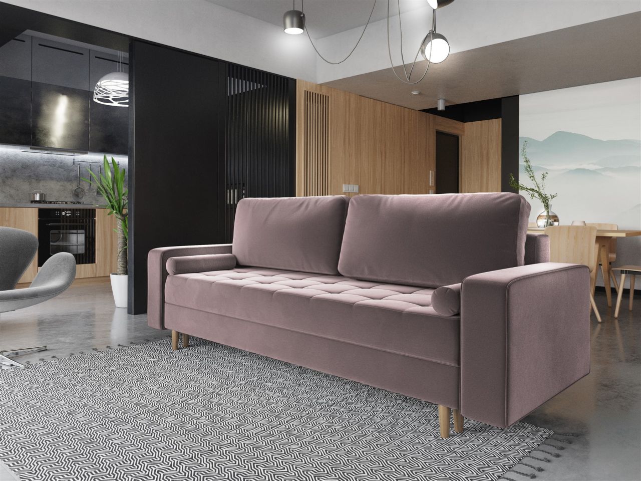 Bild von Sofa 3-Sitzer BELANO mit Schlaffunktion Rose