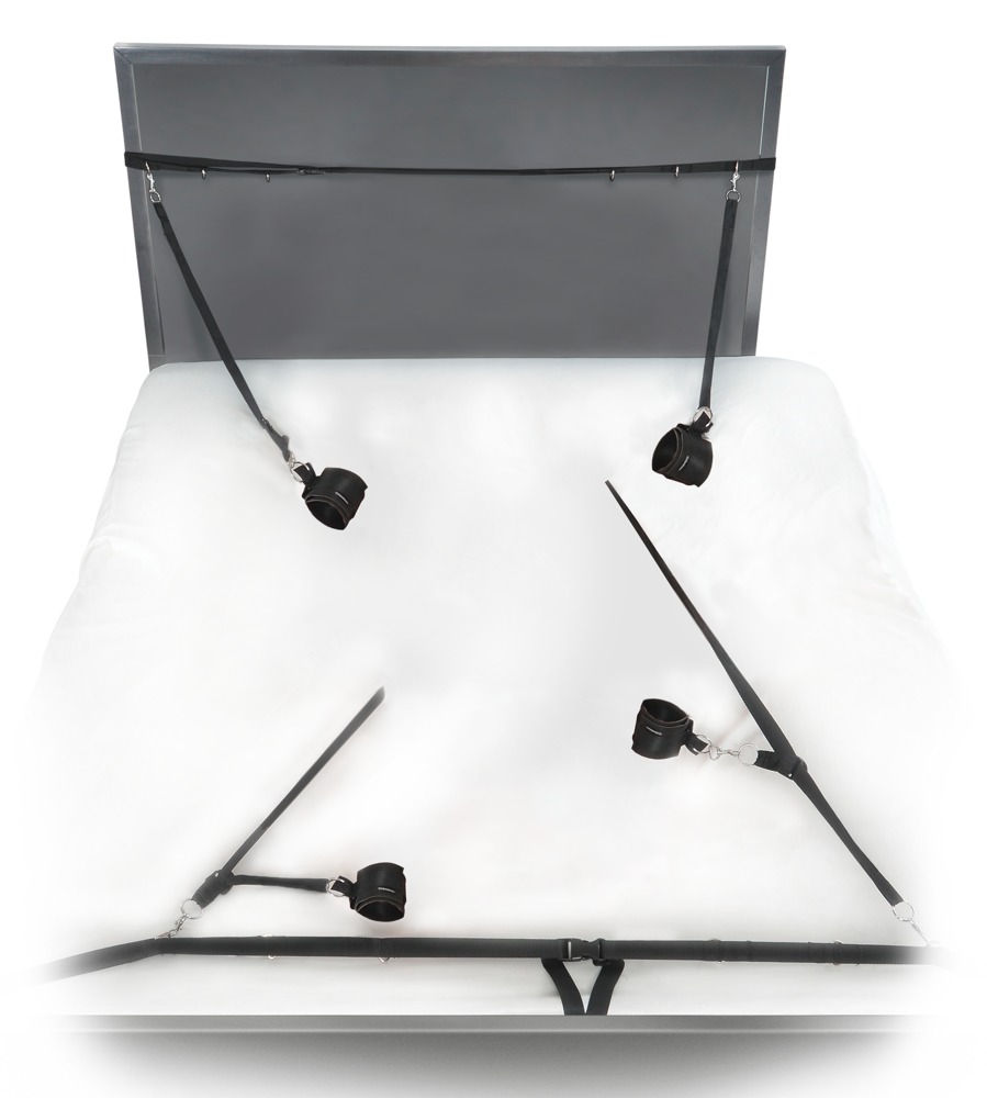 Bild von Bettfesseln „Ultimate Bed Restraint System “, mit Hand- und Fußfesseln.