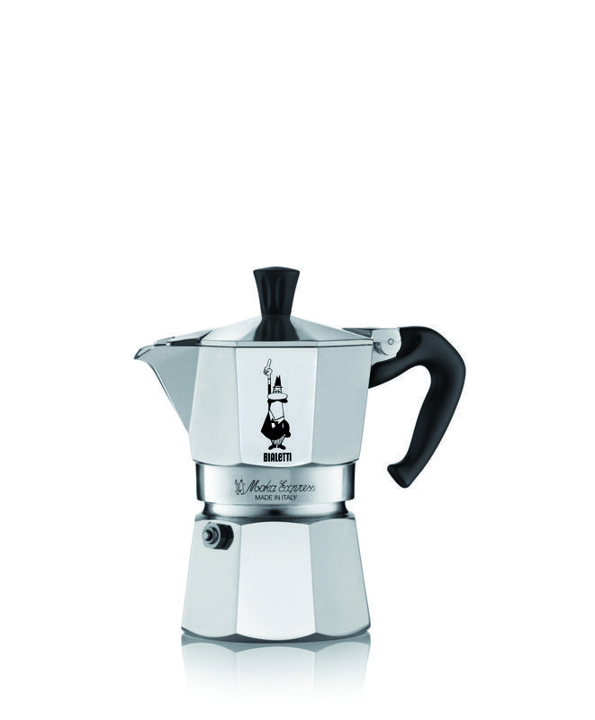 Bild von Bialetti Moka Express Aluminium-Kaffeemaschine für Herdplatten (2 Tassen), 90 milliliters, Silber/Schwarz, 8 x 11 x 11 cm
