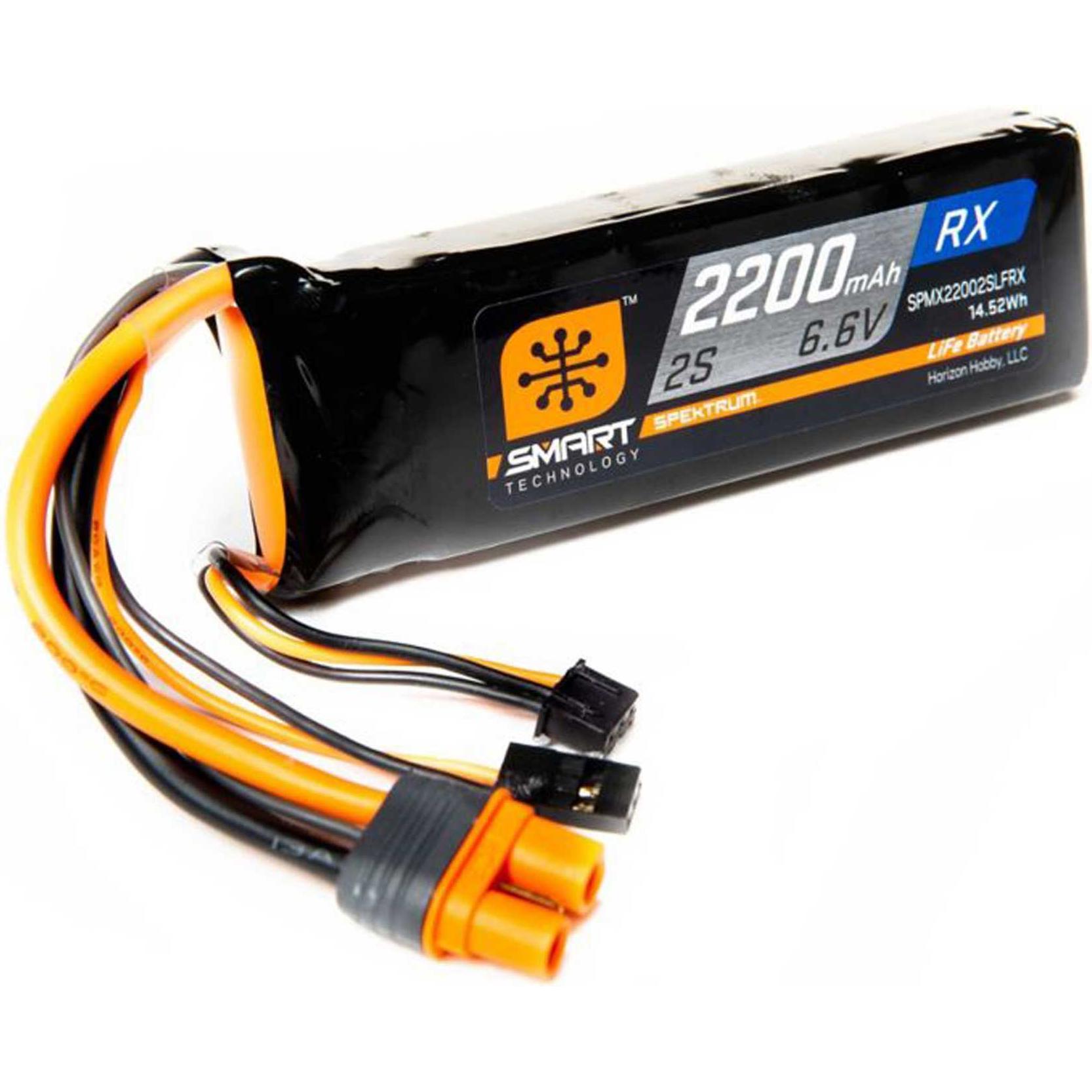 Bild von Spektrum Akkupack 2200mAh 2S 6.6V Smart LiFe Receiver Battery IC3 (6.60 V, 2200 mAh)