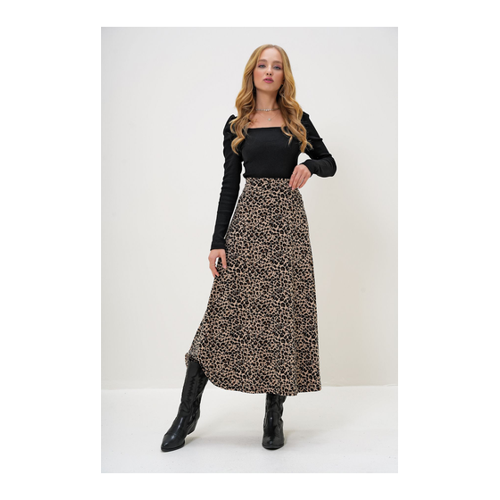 Bild von Trend Alaçatı Stili Langer Rock Mit Leopardenmuster
