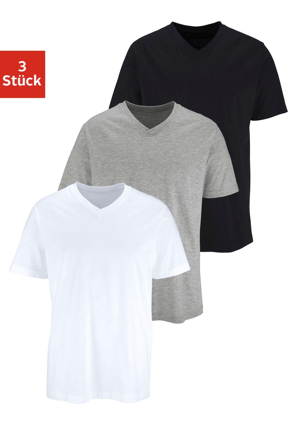 Bild von H.I.S T-Shirt (Packung, 3-tlg) mit V-Ausschnitt aus Baumwolle, Unterhemd, T-Shirt