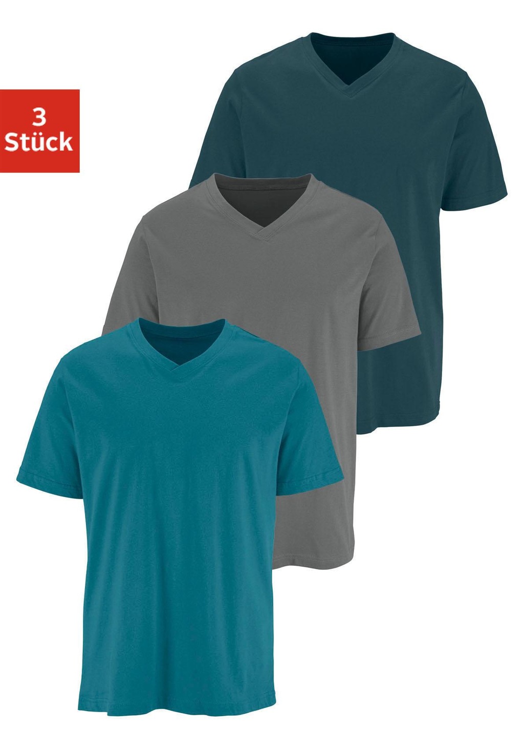 Bild von H.I.S T-Shirt (Packung, 3-tlg) mit V-Ausschnitt aus Baumwolle, Unterhemd, T-Shirt