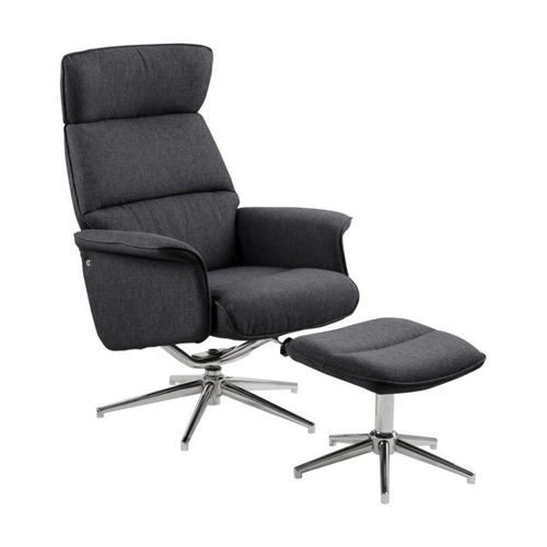 Bild von ebuy24 Relaxsessel Alura mit Hocker in Dunkelgrau