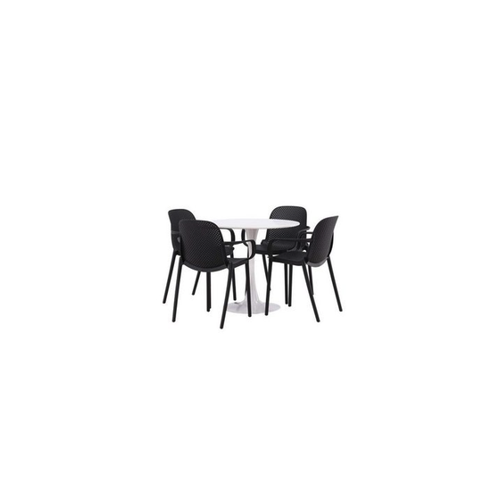 Bild von ebuy24 Essgruppe Hamden – Essgruppe Tisch weiß und 4 Baltimore Stühle