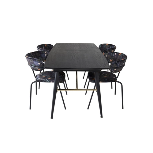 Bild von Elegante Essgruppe Gold mit Ausziehbarem Tisch und Arrow-Stühlen