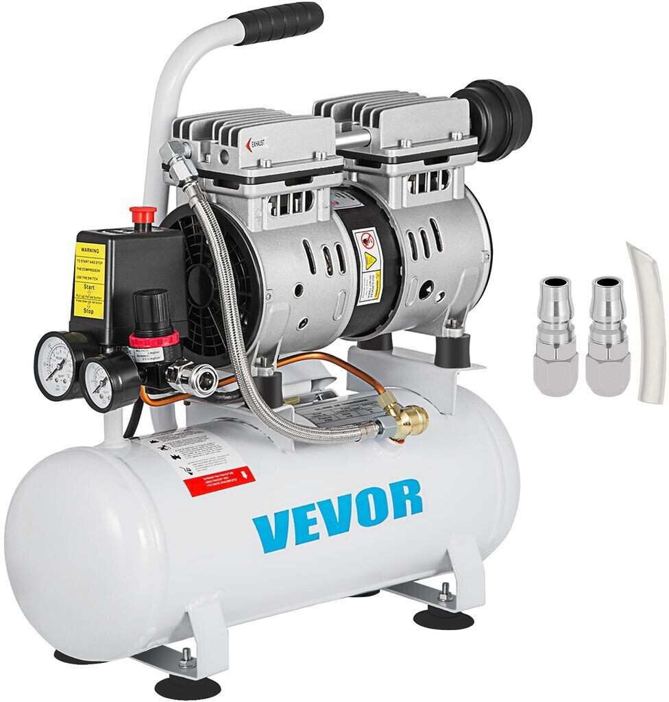 Bild von VEVOR 9L Leiser Kompressor Druckluft 550W Druckluftkompressor Flüsterkompressor Luftabgabe Extra Ölfreier Luftkompressor mit Kupferrohr