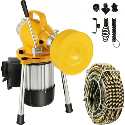 Bild von VEVOR Rohrreiniger 390W Rohrreinigungsgerät Spirale 15 mm x 13 mm kompakter elektrischer Abflussreiniger mit 8 auswechselbaren Messer