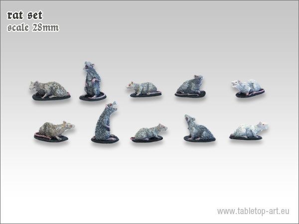 Bild von Ratten Set 1 28mm (10) Tabletop Art Base Gestalltung Gelände Umbau Ratte Rat