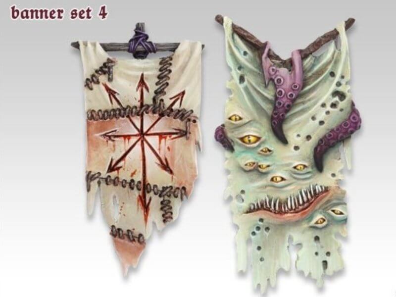 Bild von Banner Set 4 (2)Tabletop Art Base Gestalltung Umbau Fahrzeug Chaos Nurgel 28mm