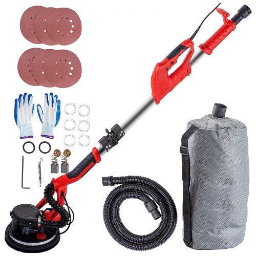 Bild von VEVOR Exzenterschleifer Schleifmaschine Trockenbauschleifer Werkzeug 225mm 750W Schleifmaschine mit Streifenweise Vakuumbeutel Handschuhe Schutzbrille