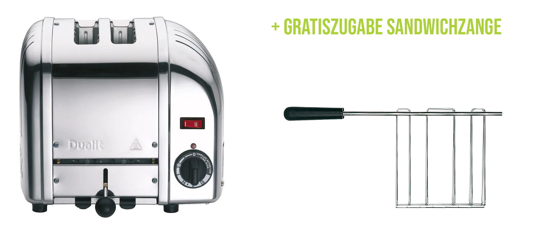 Bild von Vario Toaster Premium 2-Schlitze Poliert inkl. Gratis Sandwichzange