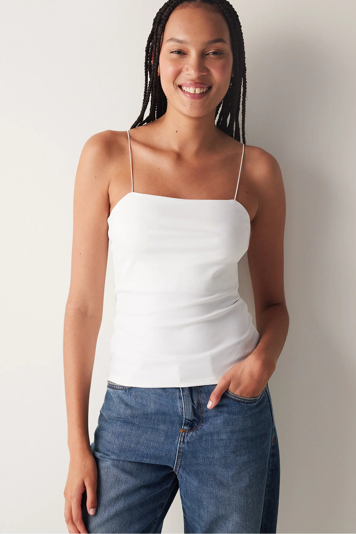 Bild von Penti Weißes Athleten-camisole Mit Dünnen Trägern für Damen - M