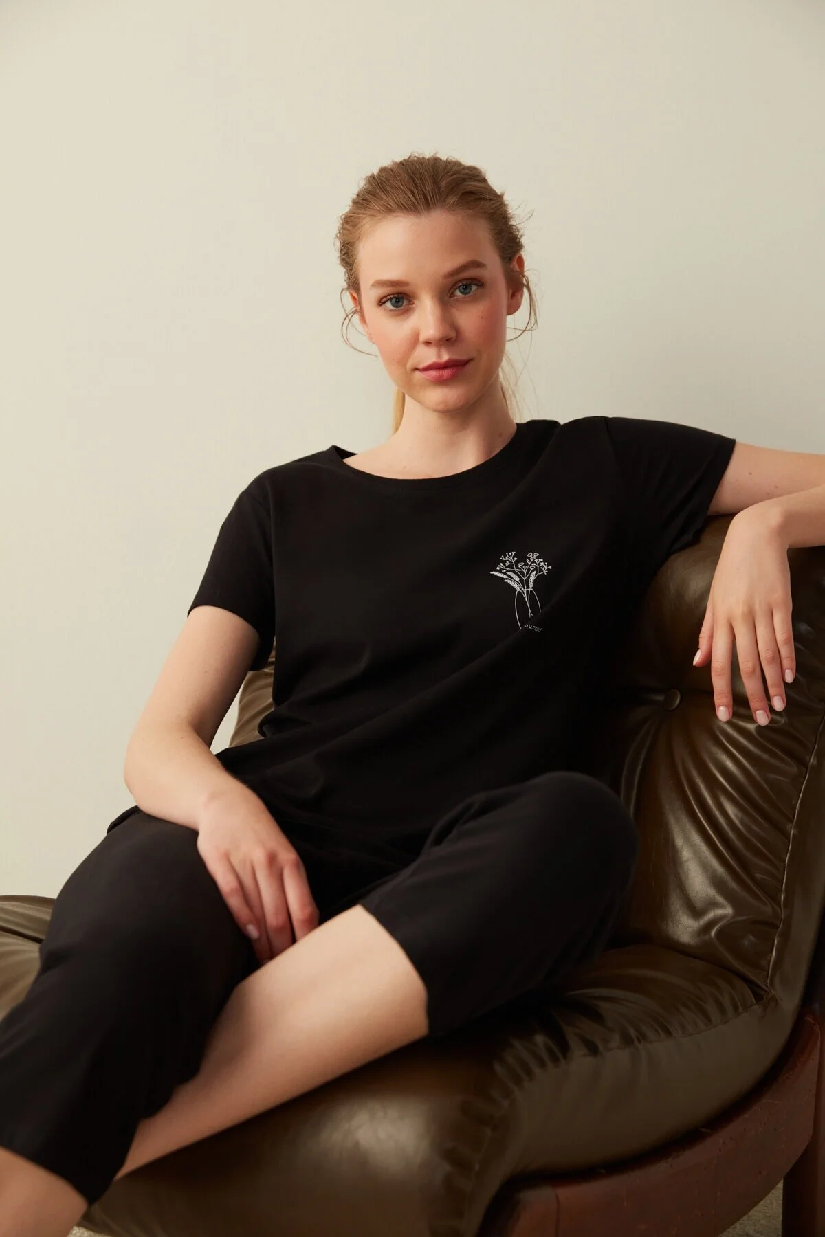 Bild von Penti Schwarzes Base Believe Capri-pyjama-set für Damen - M