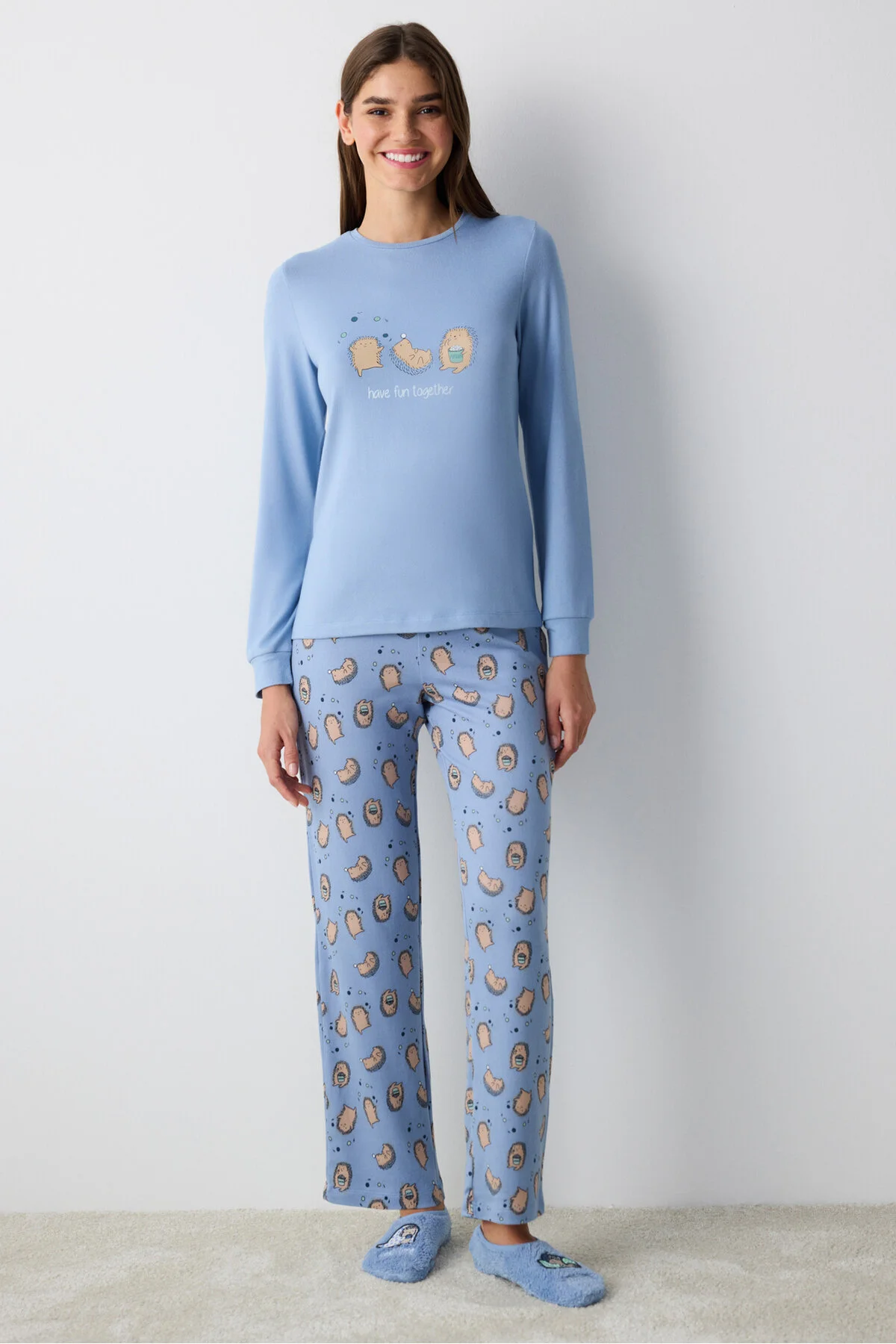 Bild von Penti Have Fun Thermal Hellblau Pyjama Top für Damen - XL