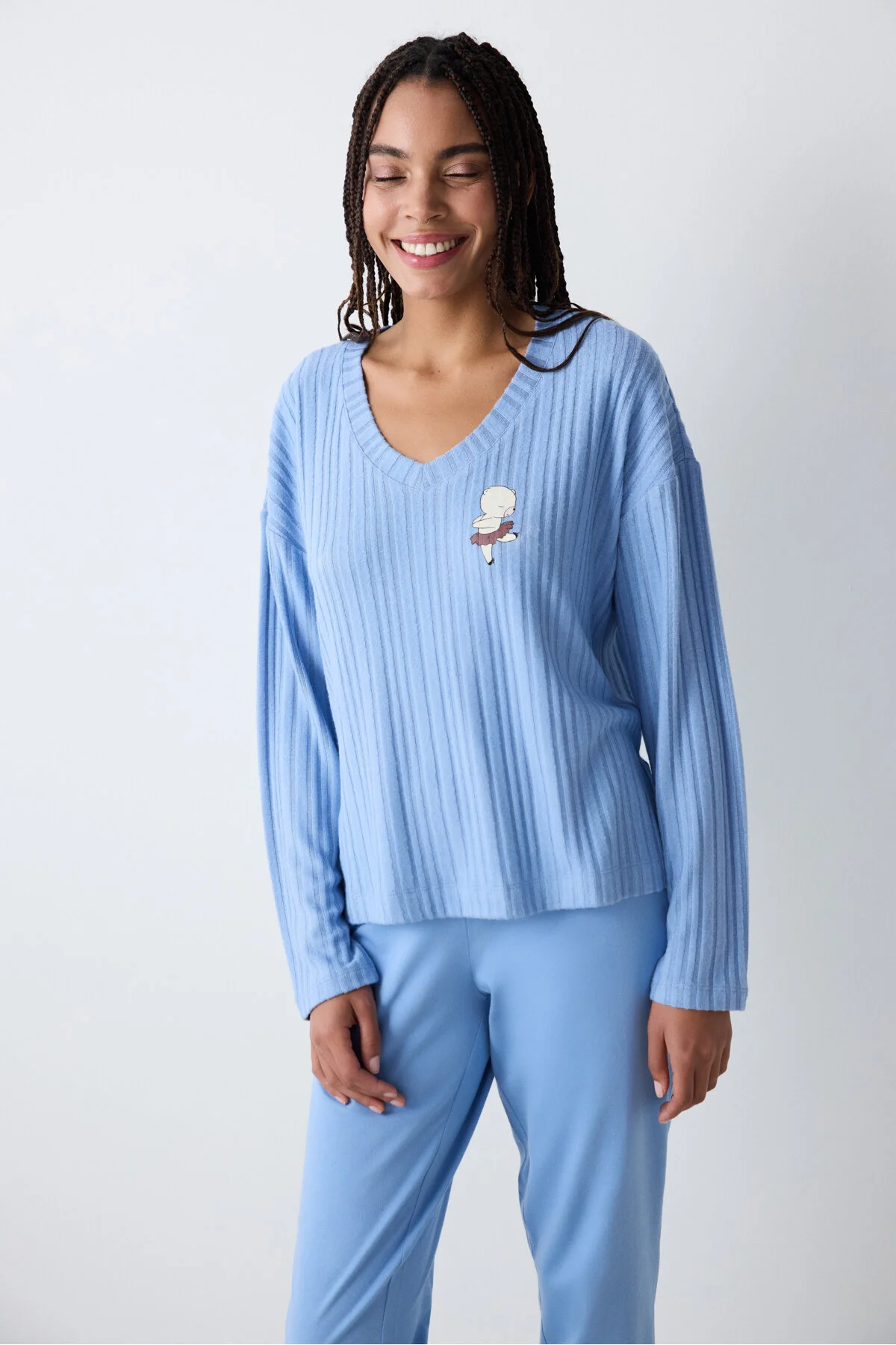 Bild von Penti Bearlerina-pyjama-set Mit Blauen Hosen für Damen - XL