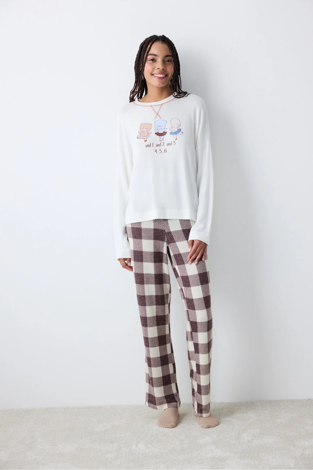 Bild von Penti Niedliche Bären-gingha-hose In Braun für Damen - XS