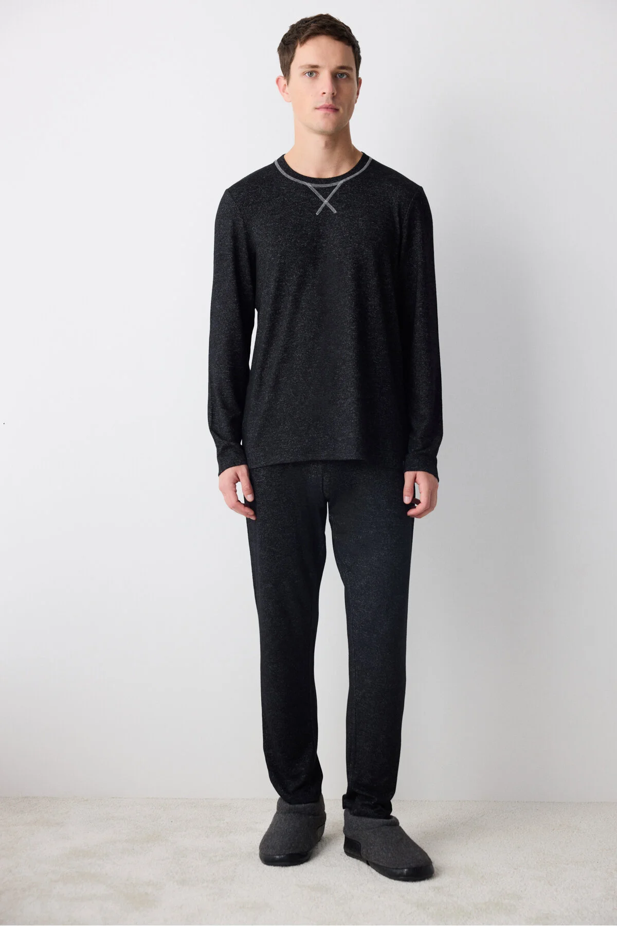 Bild von Penti Schwarzes Basic-pyjama-set Mit Hose für Herren - M