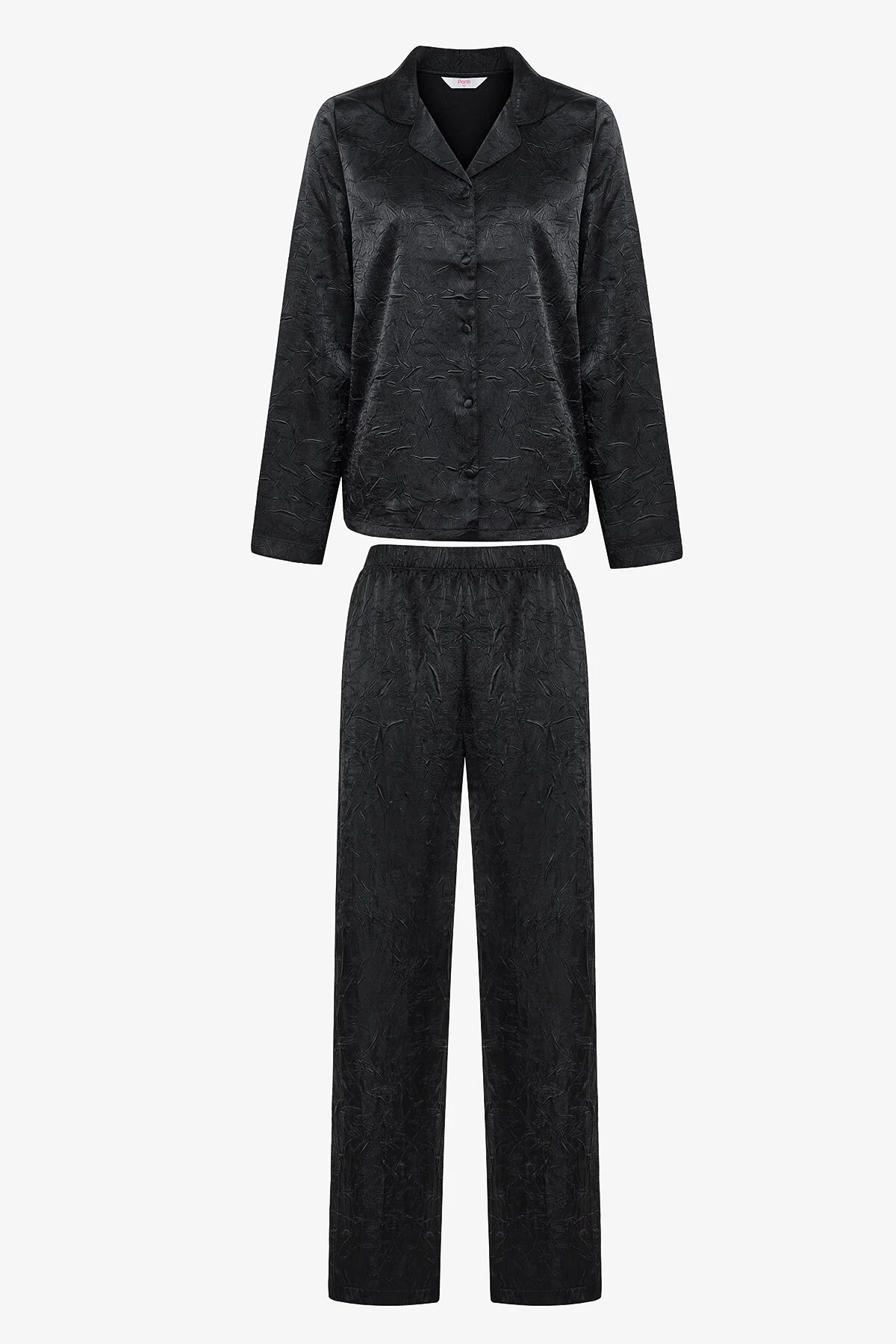Bild von Penti Schwarzes Satin-pyjama-set Mit Schwarzem Hemd Und Hose für Damen - XS