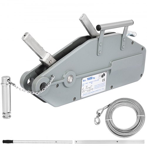 Bild von VEVOR Seilzug bis 1600 kg Kapazität mit Länge 25 m Drahtseil Edelstahl,12 kg Seilwinde Forstseilwinde Bremse Ziehen Spannen und Heben Handseilwinde Seildurchmesser 11 mm maximale Reiselast 2400 kg