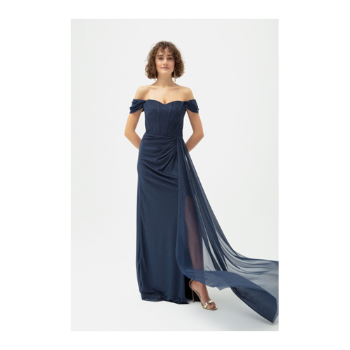 Bild von Elegantes Lafaba Marineblaues Abendkleid für Damen
