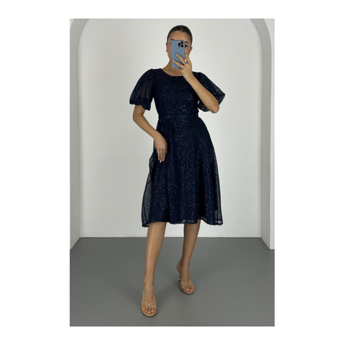 Bild von Lafaba Marineblaues Abendkleid Mit Pailletten