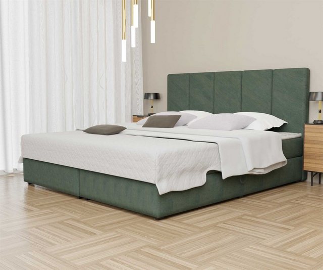Bild von Fun Möbel Boxspringbett Boxspringbett Schlafzimmerbett ELICIO in Stoff Cloud (inkl. Bettkästen, inkl. Kaltschaumtopper), auch in Überlänge erhältlich