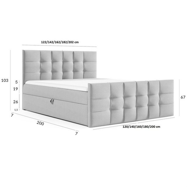 Bild von Fun Möbel Boxspringbett Boxspringbett Schlafzimmerbett NOEL in Stoff Faro (inkl. Bettkästen, inkl. Kaltschaumtopper), gepolstertes Fußteil