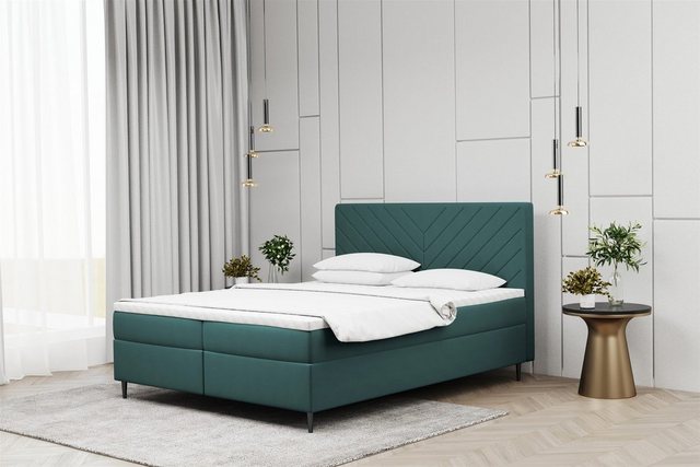 Bild von Fun Möbel Boxbett Schlafzimmerbett BONITA in Stoff Matt Velvet (inkl. Bettkästen, inkl. Kaltschaumtopper), auch in Überlänge erhältlich